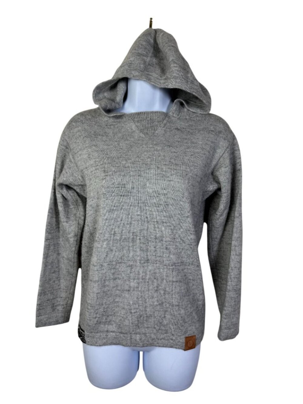 Handmade PAKA Gray Hoodie Sweater Royal Alpaca Superfine Merino size XXS Cozy